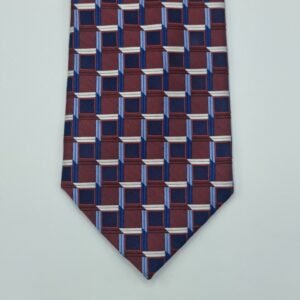 Gravata 100% SEDA Marca CluB - RooM / Vinho- Azul 10 cm x 1,51 Cm Tradicional