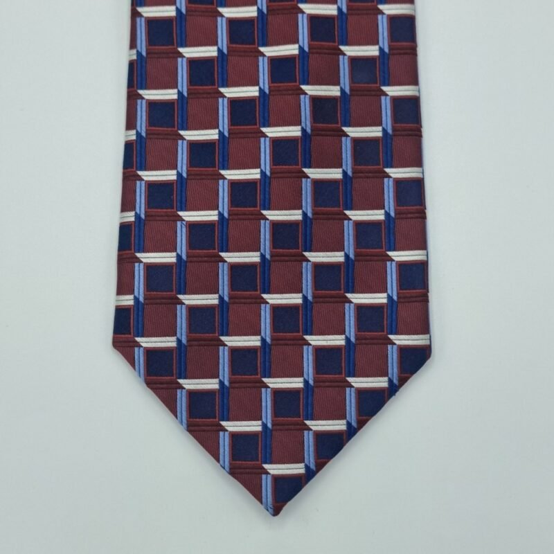 Gravata 100% SEDA Marca CluB - RooM / Vinho- Azul 10 cm x 1,51 Cm Tradicional