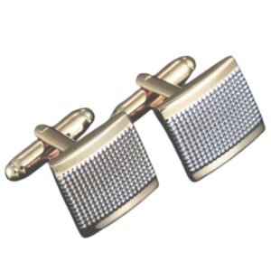 Par de abotoaduras dourada e prata para camisa social com design sofisticado