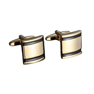 Par de botoaduras douradas para camisa social com design clássico elegante