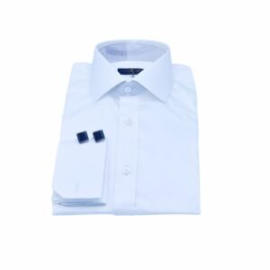 Camisa branca masculina em fio egípcio com gola italiana dobrada