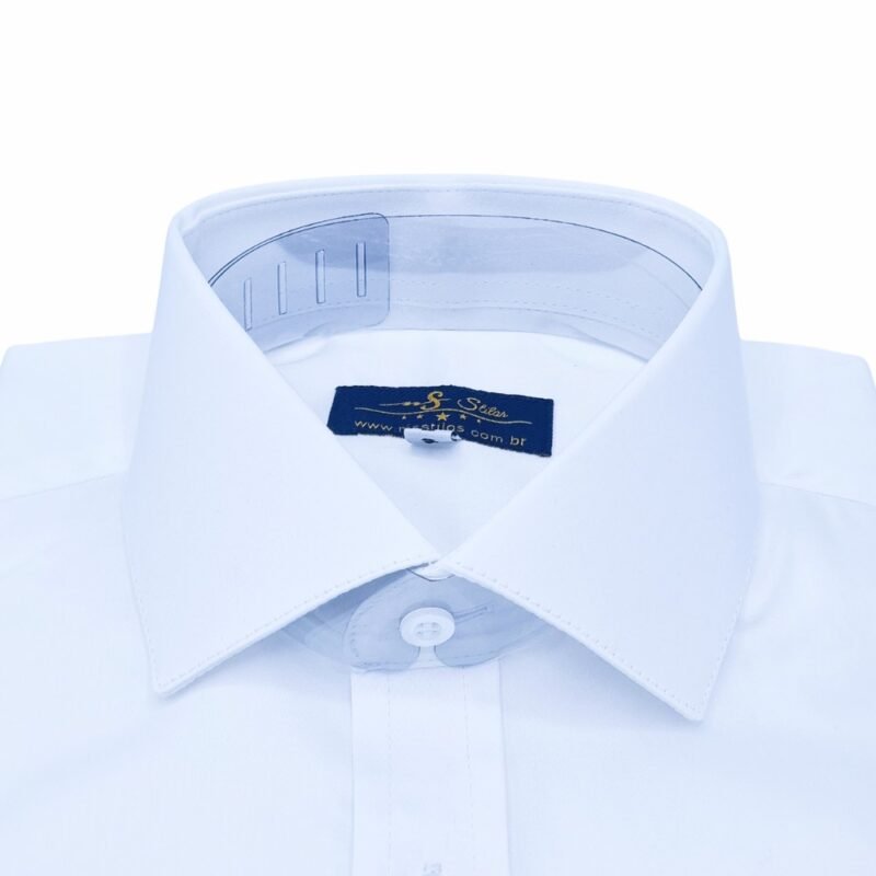 Gola italiana estruturada da camisa branca masculina fio egípcio