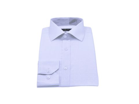 Camisa italiana branca com textura e punho de botão, ideal para compor looks formais com sofisticação e leveza.