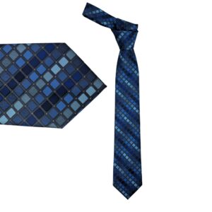 Gravata azul da marca George com design social tradicional em seda