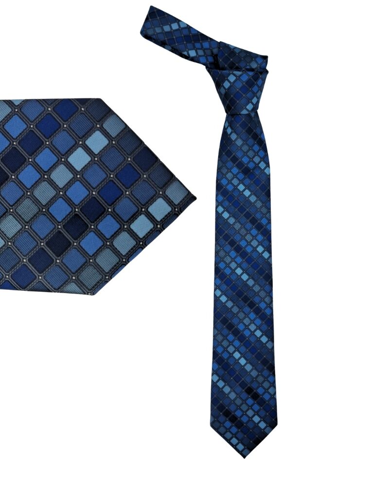 Gravata azul da marca George com design social tradicional em seda