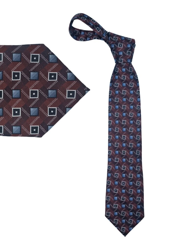 Gravata extra long vinho Platinum Designs em seda com estampa geométrica elegante