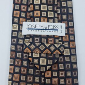 Verso da gravata marrom em seda com etiqueta original Joseph Feiss