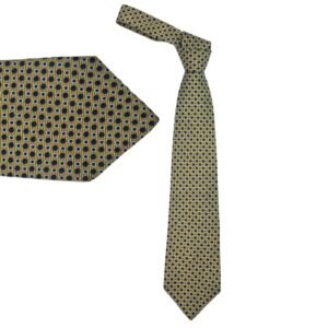 Gravata de seda amarela RBM Collection tradicional com estampa geométrica elegante