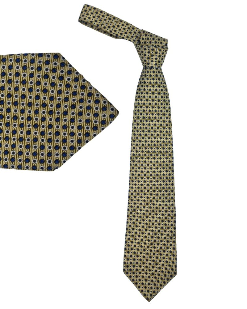 Gravata de seda amarela RBM Collection tradicional com estampa geométrica elegante