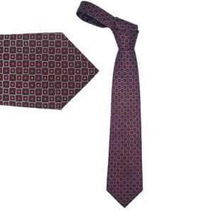 Gravata 100% seda vinho Palatina tradicional com estampa geométrica elegante