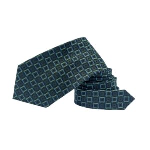 Gravata verde escuro em seda com estampa geométrica tradicional da marca Express