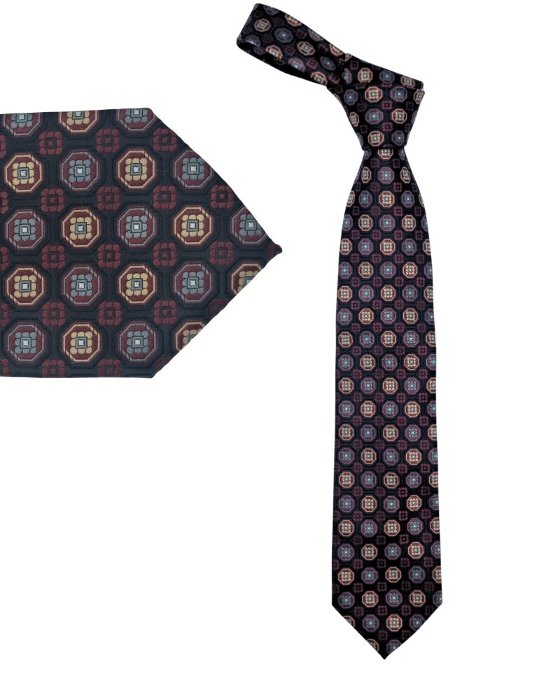 Gravata vinho Harve Benard em seda tradicional com estampa geométrica clássica
