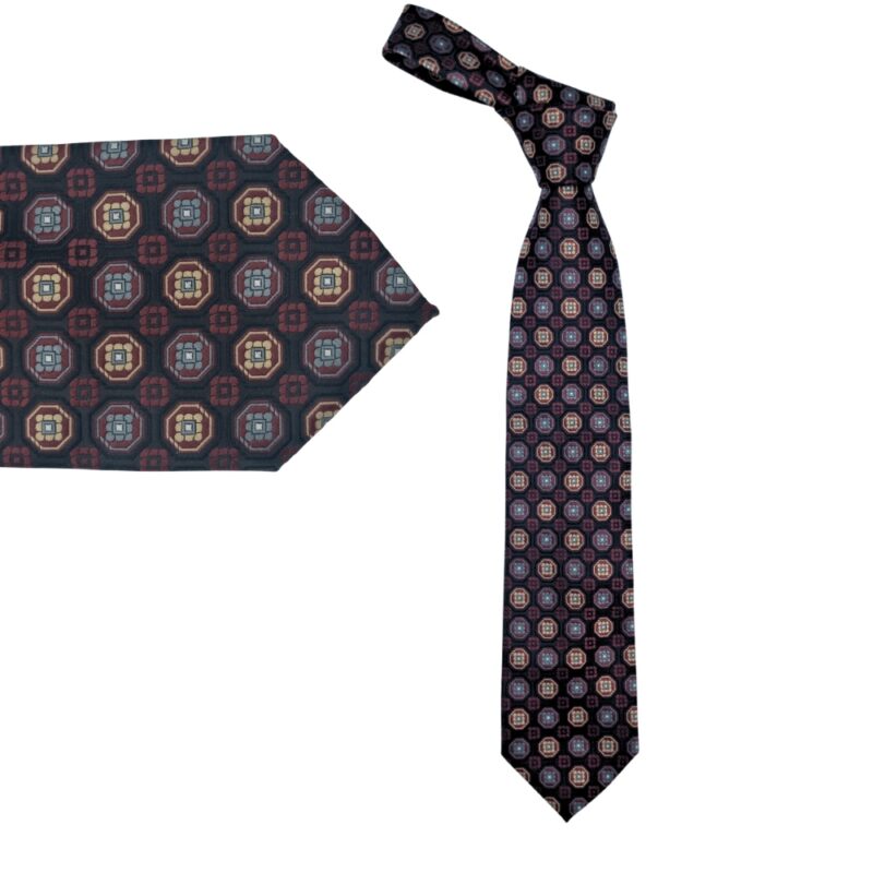 Gravata vinho Harve Benard em seda tradicional com estampa geométrica clássica