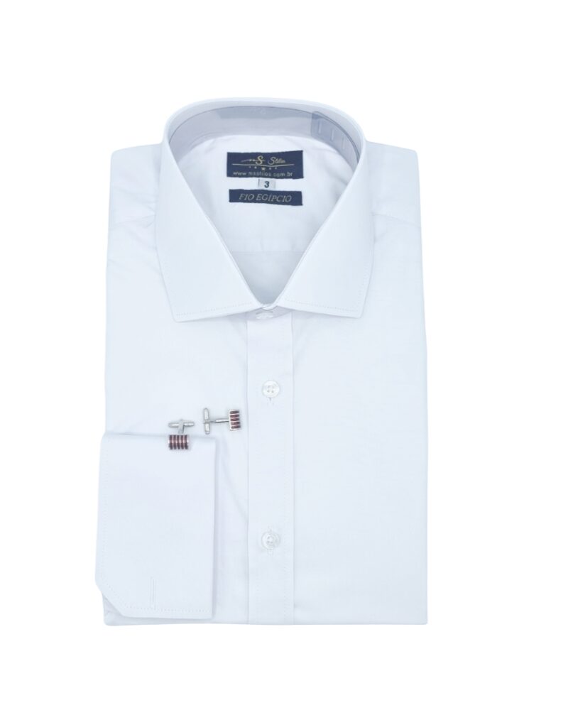 Camisa Fio Egípcio Branca Lisa Italiana Algodão e Elastano