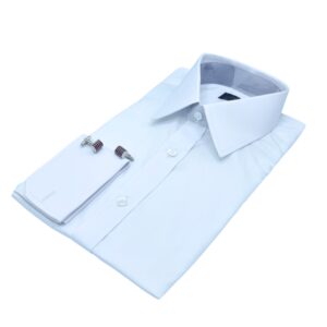 Camisa Branca Lisa Egípcio Francesa Algodão e Elastano