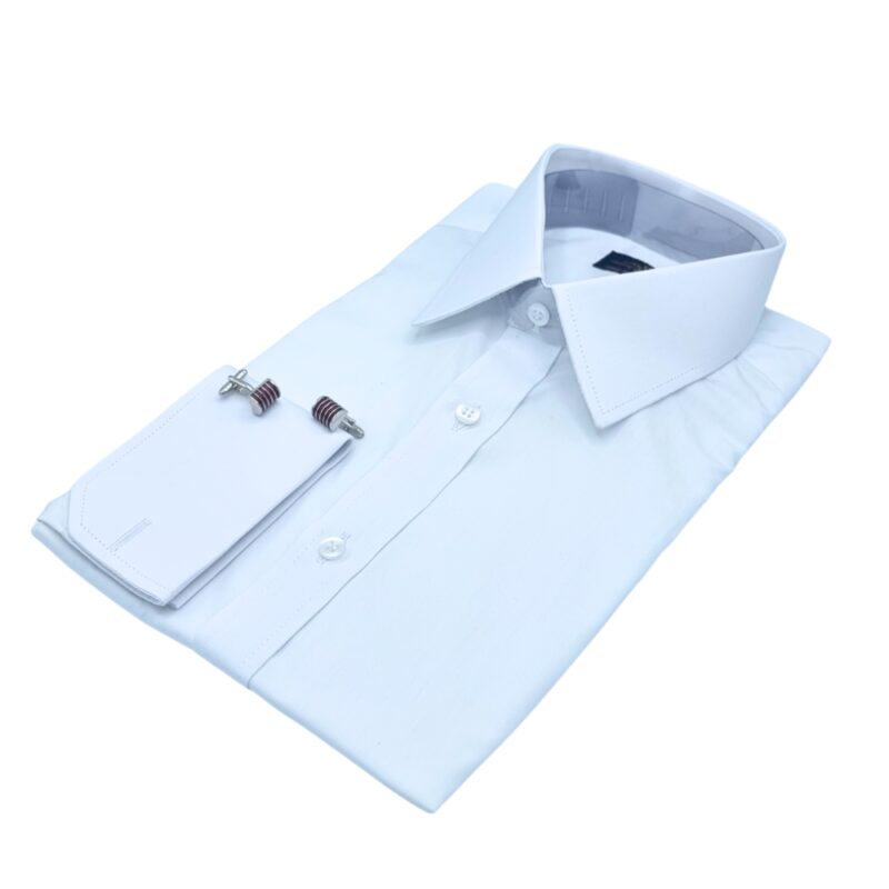 Camisa Branca Lisa Egípcio Francesa Algodão e Elastano