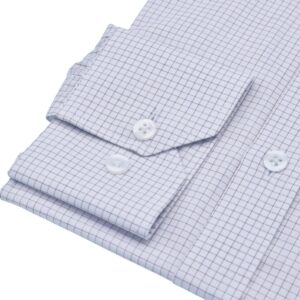 Camisa Italiana Fio Egípcio Branca e Bordo quadriculado Discreto Tecido Premium