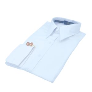 Camisa Branca lisa Punho duplo para Abotoaduras Feminina