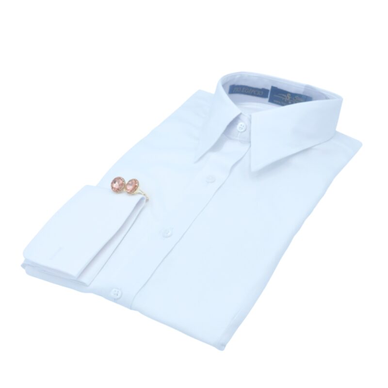 Camisa Branca lisa Punho duplo para Abotoaduras Feminina
