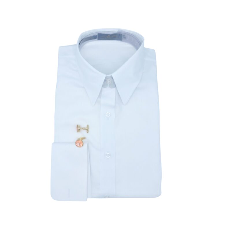 Camisa Branca lisa Punho duplo para Abotoaduras Feminina