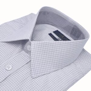 Gola francesa da camisa fio egípcio quadriculada vista superior