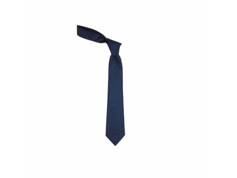 Gravata azul marinho lisa com nó simples, modelo clássico de 9 cm da MS Stilos.
