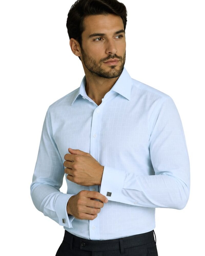 Camisa Italiana Branco Quadriculado Branco