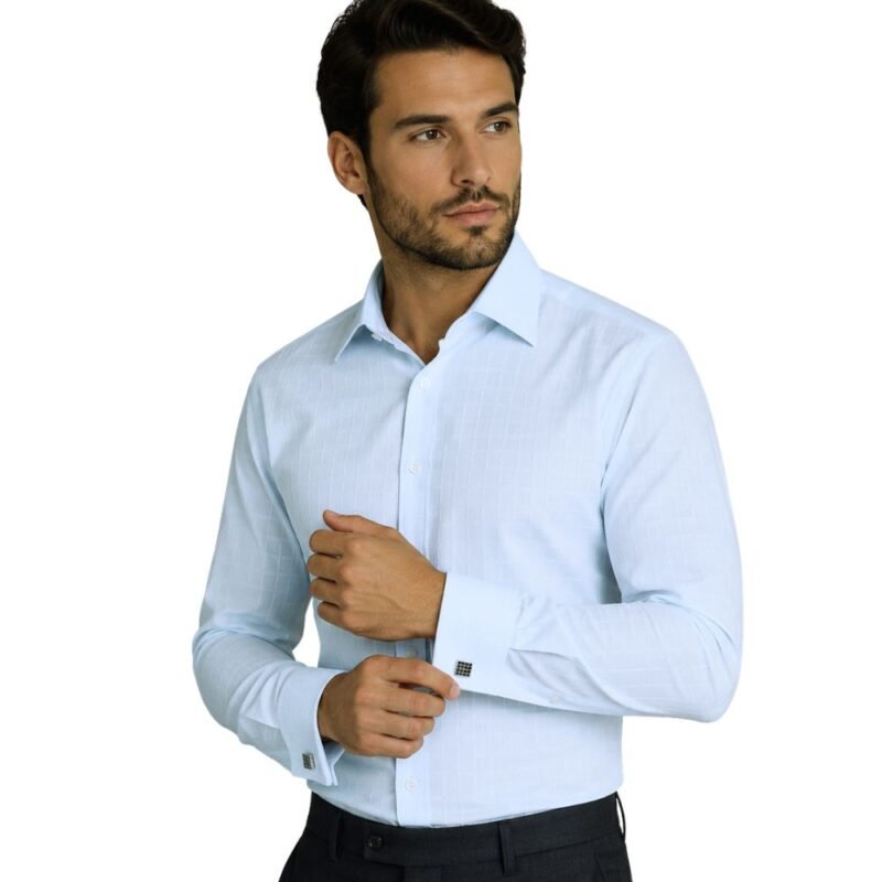 Camisa Italiana Branco Quadriculado Branco