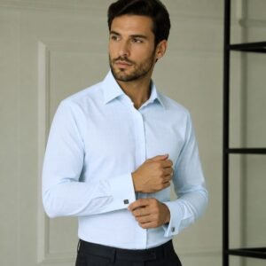 Camisa Italiana Branco Quadriculado Branco
