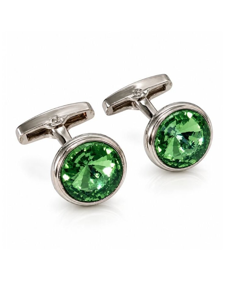 Abotoadura Luxo Dourada com Cristal Verde Esmeralda