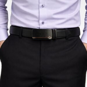 Cinto Social Masculino Automático com Fivela Texturizada Elegância Moderna