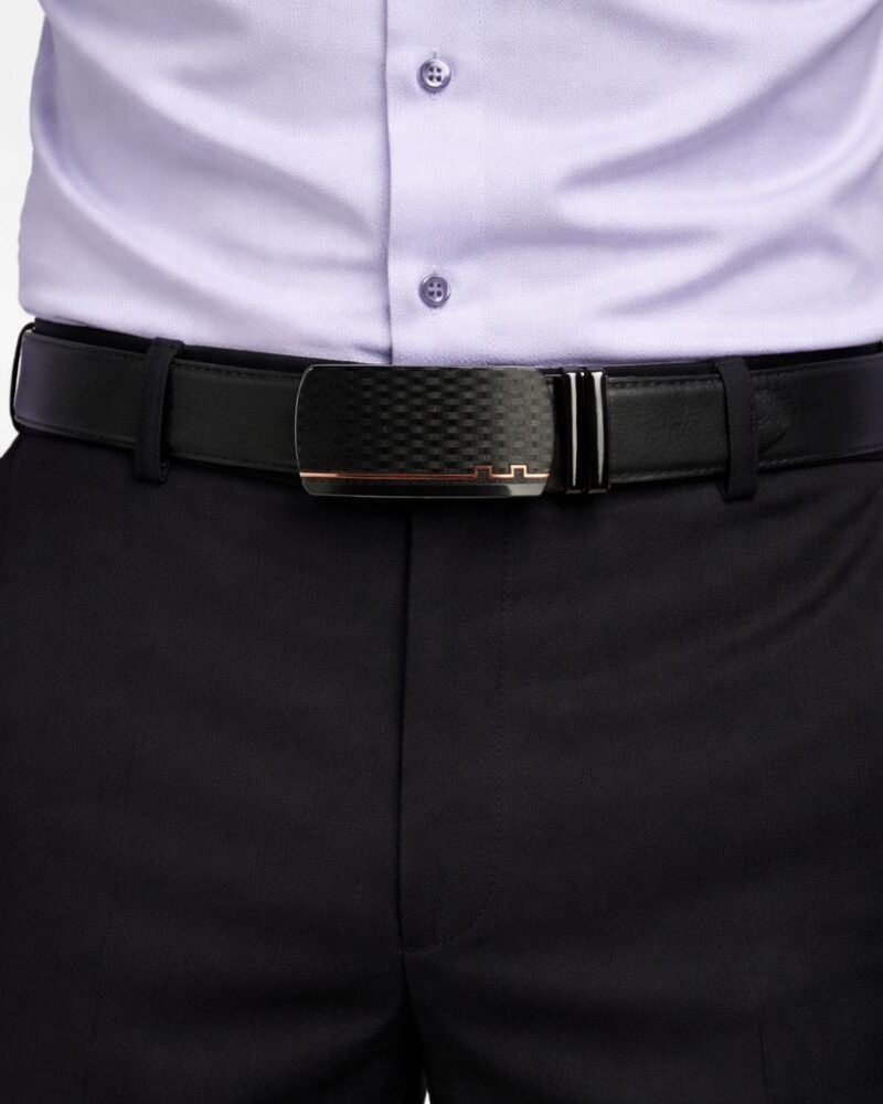 Cinto Social Masculino Automático com Fivela Texturizada Elegância Moderna