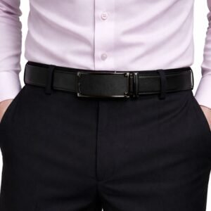 Cinto Social Masculino Premium com Moldura em Aço Escovado e Fivela Automática