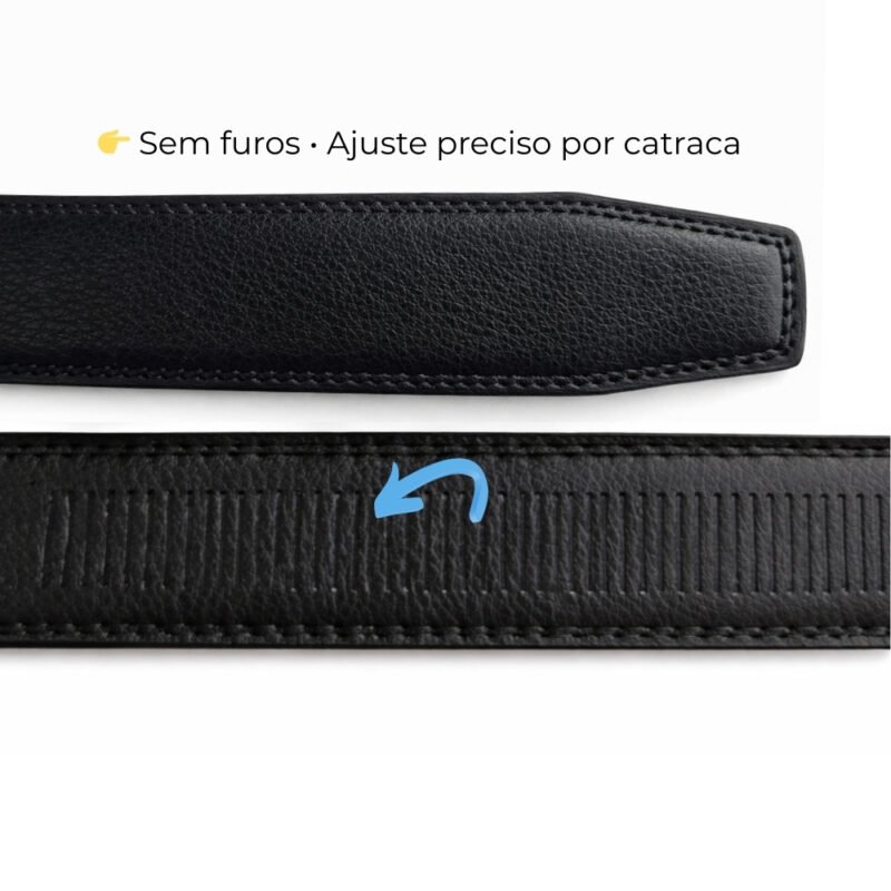 Cinto Social Masculino Premium Grafite com Fivela Estriada de Ajuste Automático
