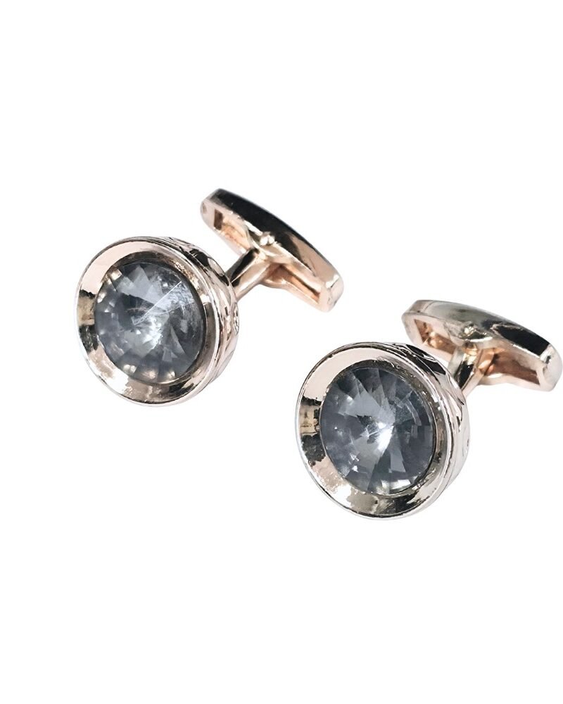 Abotoadura Dourada Luxo com Cristal Grafite Escuro