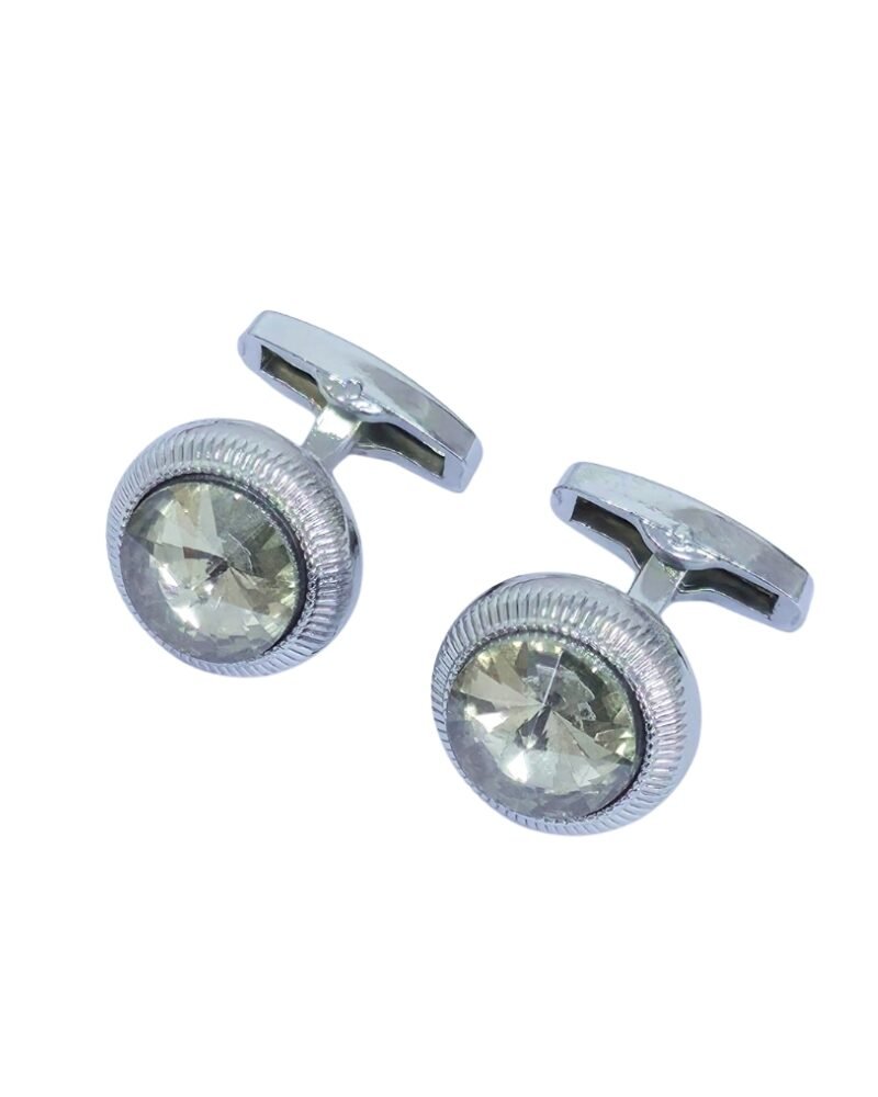 Abotoadura Prata com Cristal Cinza