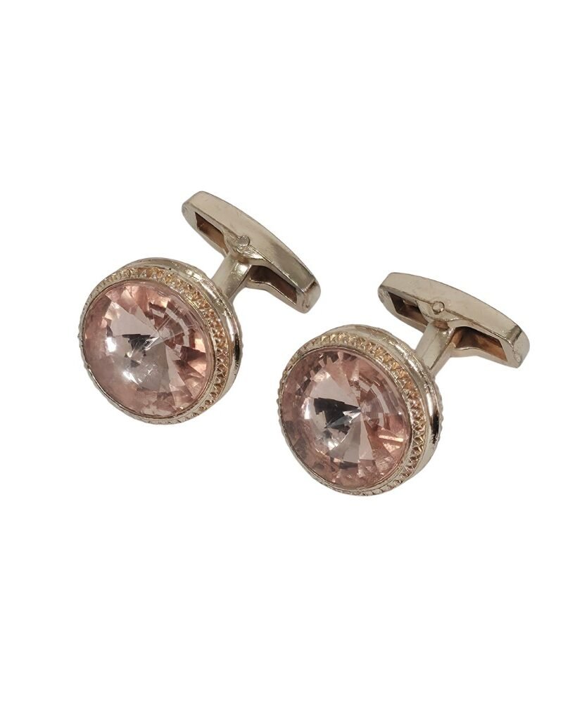 Abotoadura Luxo Dourada com Cristal Champanhe rosado