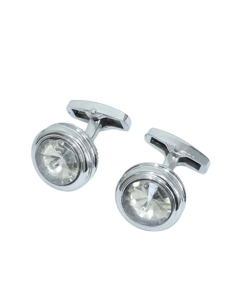 Abotoadura Luxo Prata com Cristal Cinza