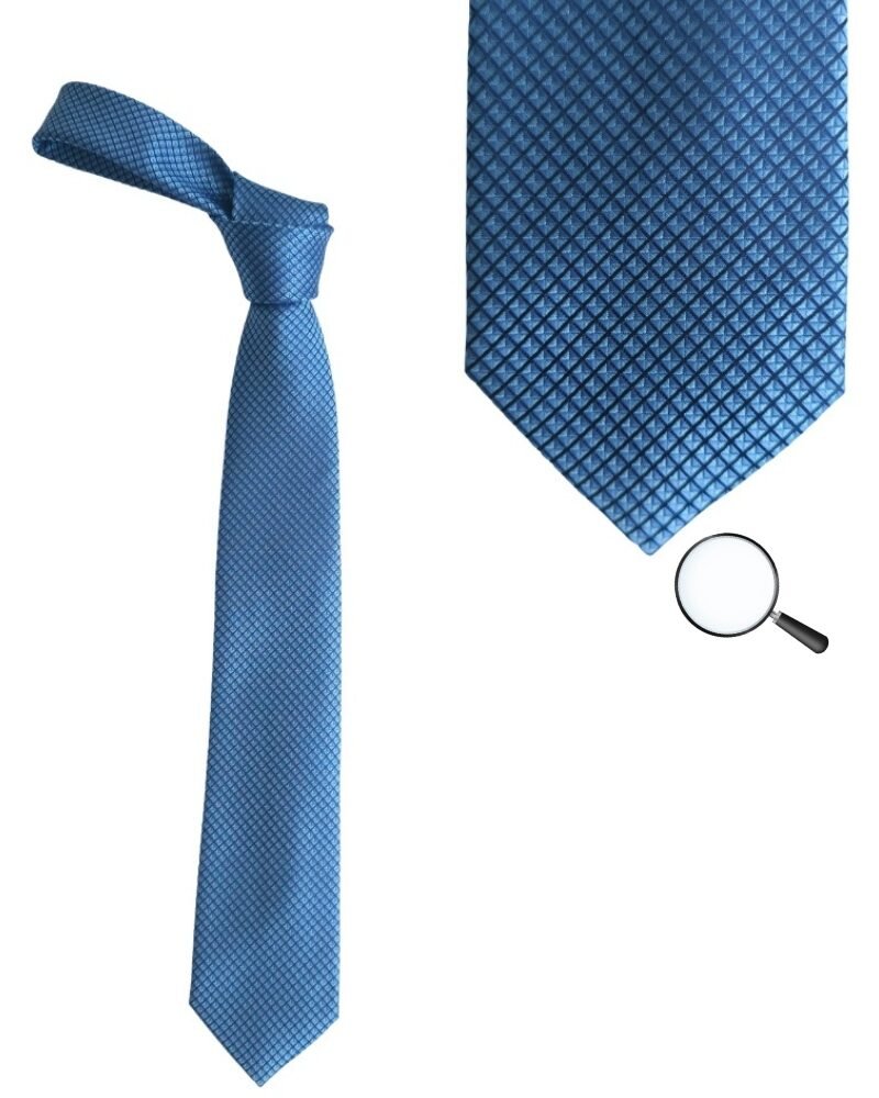 Gravata Nicole Miller New York Azul Claro Geométrica Elegância Texturizada e Sofisticação Moderna 7,5 ,cm x 1,50 Cm