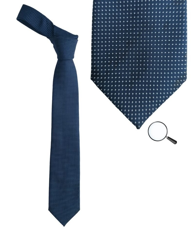 Gravata Nautica Azul Marinho Texturizada Estrutura Robusta Nó Volumoso e Entretela Premium - 8,cm x 1,48 Cm Tradicional