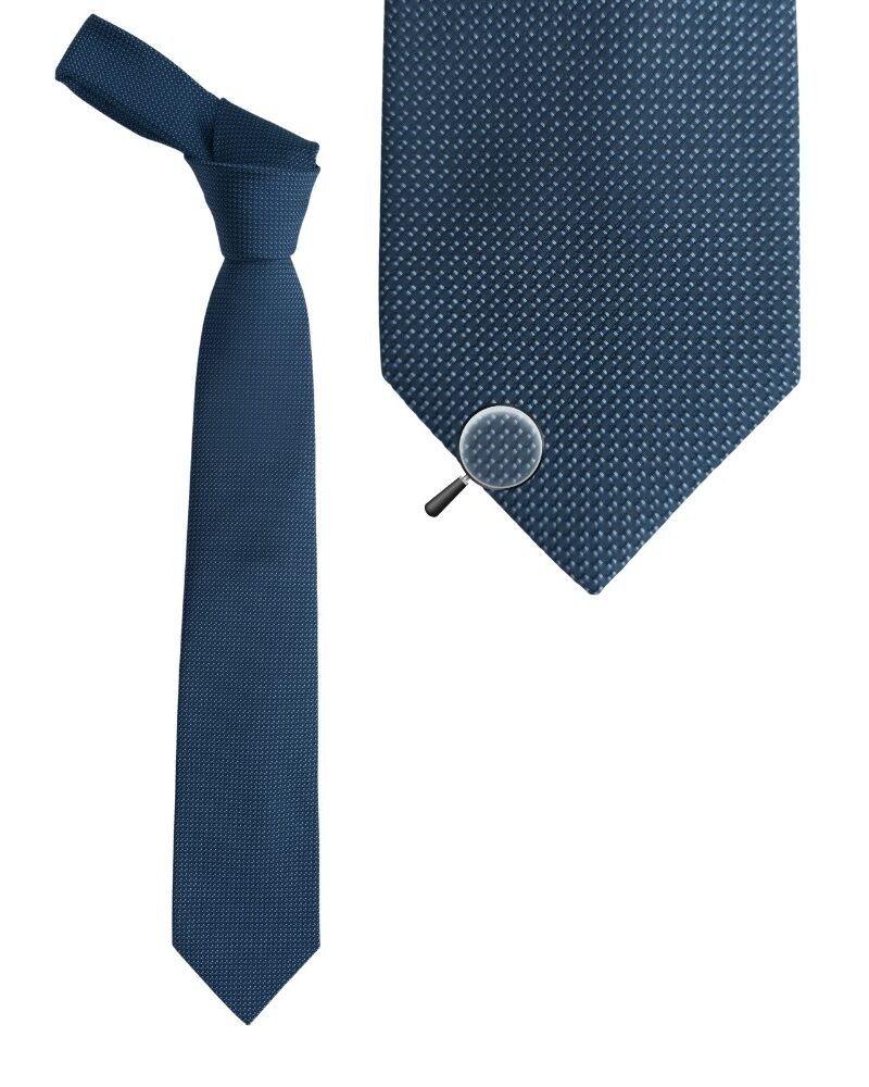 Gravata Michael Kors Azul Aço Estruturada com Nó Volumoso e Presença Nobre - 8,cm x 1,47 Cm Tradicional