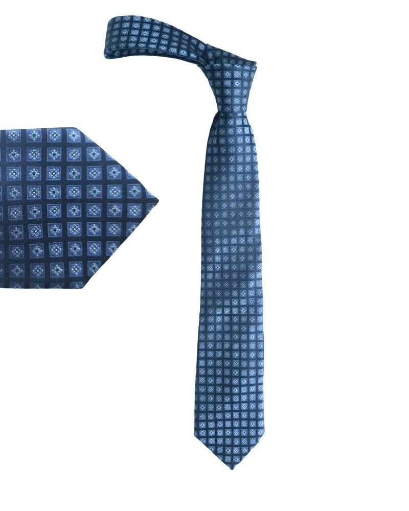 Gravata Stafford 100% Seda Azul Marinho com Micro Estampa Geométrica- 8,cm x 1,48 Cm Tradicional