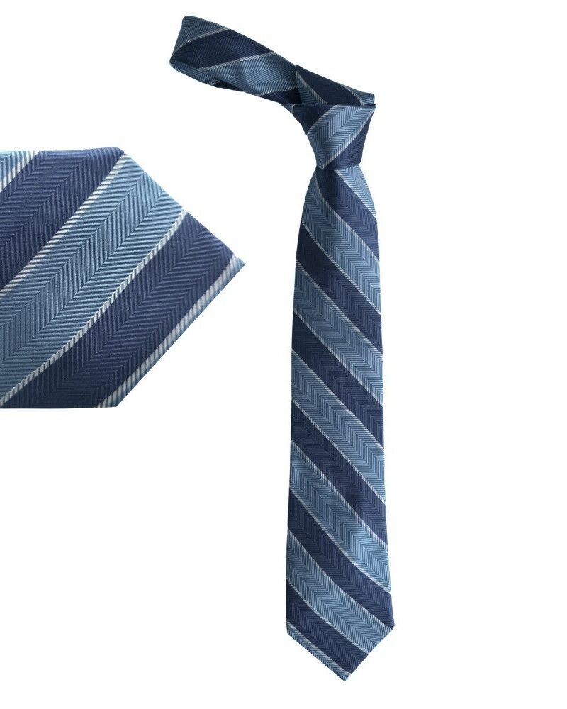 Gravata Cape Cod Neckwear Azul Listrada 100% Seda 8,5 cm x 1,47 Cm Tradicional