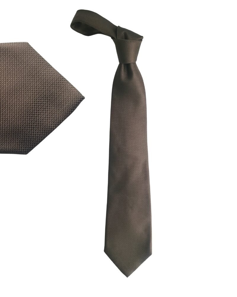 Gravata Meeting Street Hand Made 100% Seda Marrom – Encorpada Robusta e de Nó Volumoso-9,5 cm/ 1,49 cm Tradicional Larga