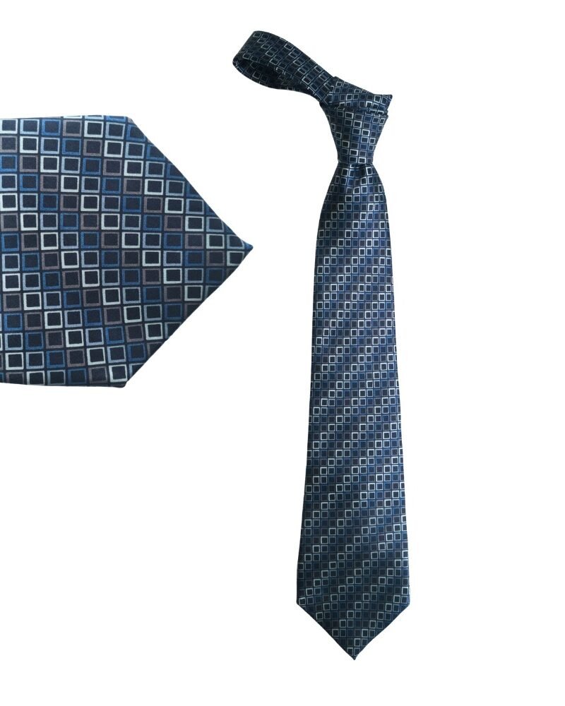 Gravata Van Heusen 100% Seda Azul Geométrica Toque Suave e Elegante 10 cm/ 1,48 cm Tradicional Larga