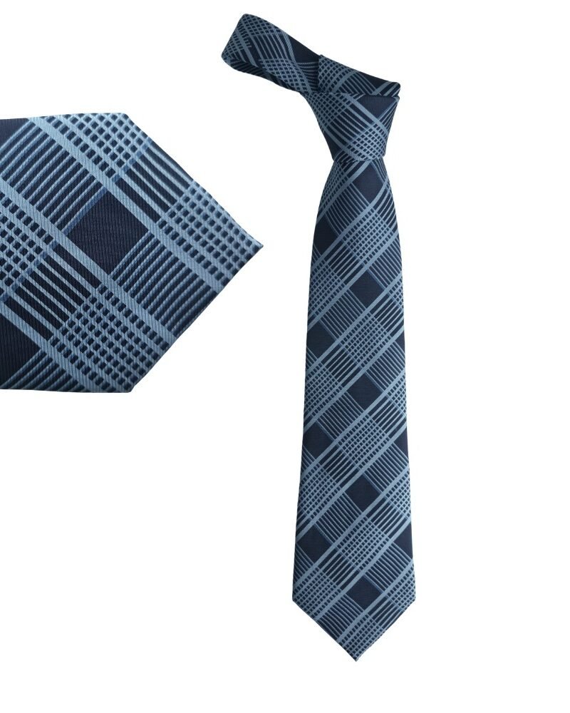 Gravata Bijoux Terner Genuine Silk Azul Marinho e Azul Claro 100% Sedal - 10 cm/ 1,49 cm Tradicional Larga