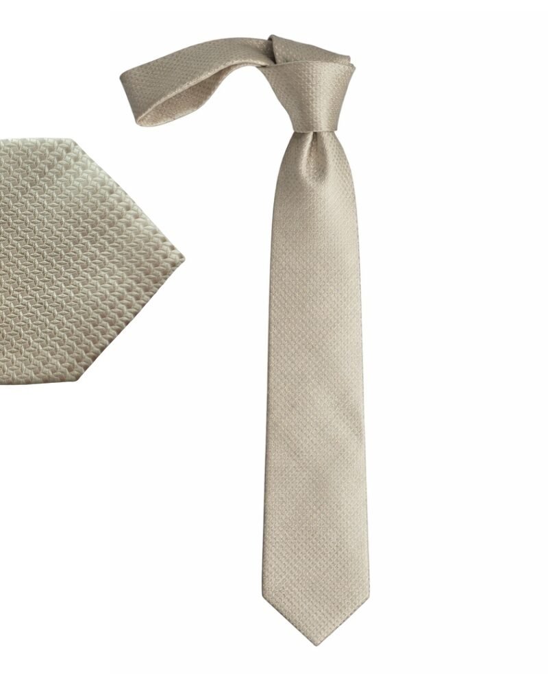 Gravata Stafford 100% Seda Bege Claro Tradicional Elegante- 8,5 cm/ 1,51 cm Tradicional Larga