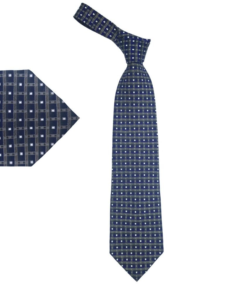 Gravata Dino Bassi Azul Marinho Estampada Leve, Macia e Cheia de Estilo- 10 cm/ 1,48 cm Tradicional Larga