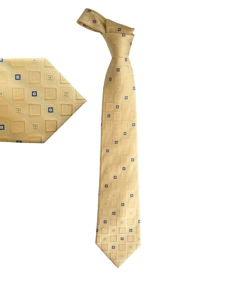 Gravata Geoffrey Beene Amarela 100% Seda – Tradicional Larga, Elegância de Presença - 9,5 cm/ 1,47 cm Tradicional Larga