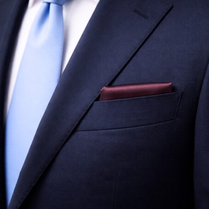 Lenço de Bolso Vinho Imperial Acetinado Sofisticação Profunda e Marcante Ms Stilos